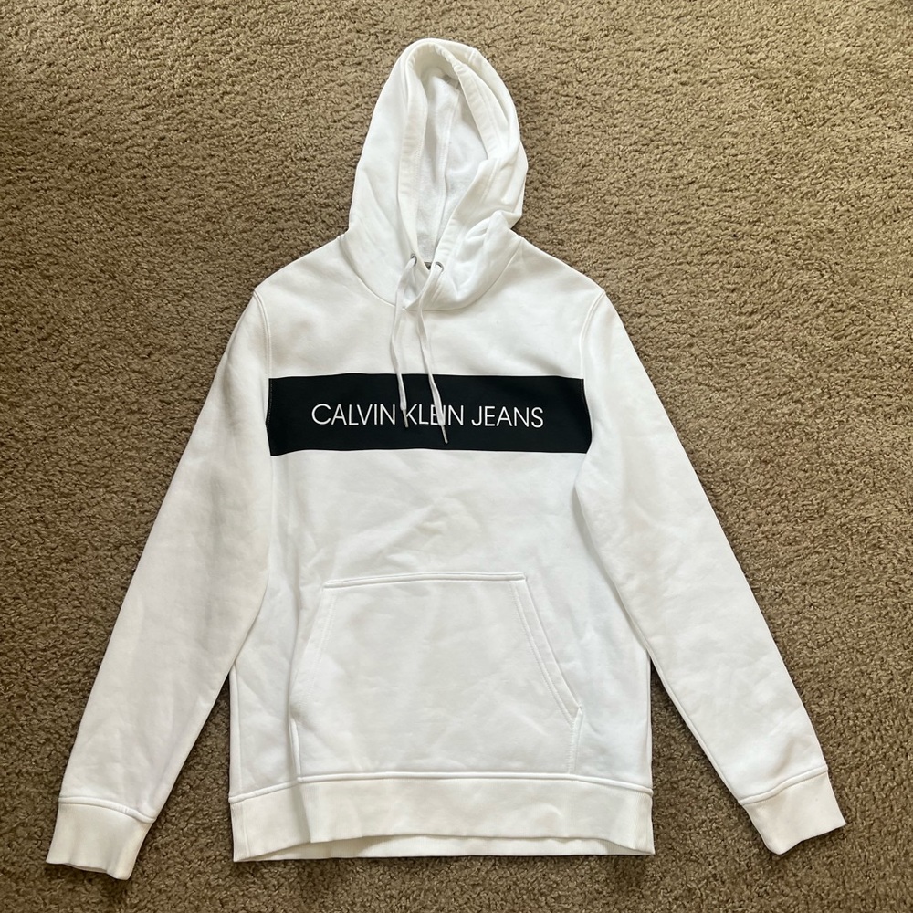 White Mens Calvin Klein Hoodie